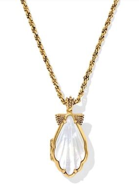 Kendra Scott Alexa Seashell Locket Gold-tone Necklace with White Mother-of-Pearl
